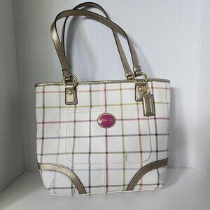 Coach Peyton Tattersall Plaid Handbag
